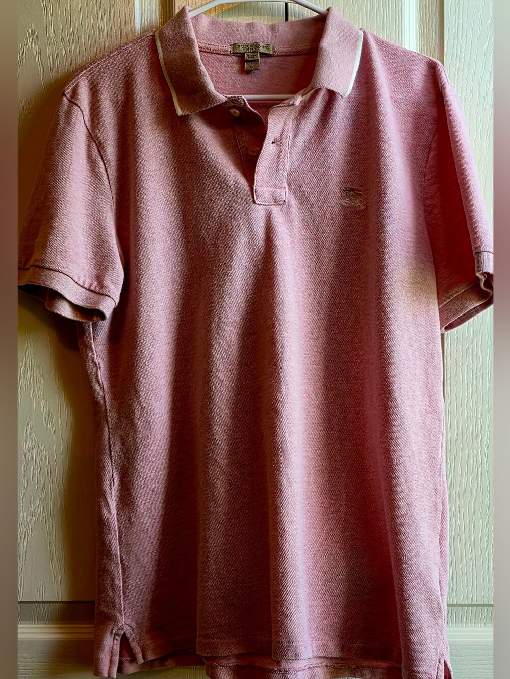 Burberry Brit L Men's Pink Polo with White Trim
